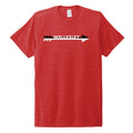 Red crew neck t-shirt with "WELLESLEY" text in white on a black arrow design across the chest, showcasing sustainable and comfortable WHS XC Crew Tee product
