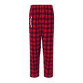 WHS XC Flannel Lounge Pant in red and black buffalo plaid pattern, featuring a comfortable waistband, side pockets, and relaxed fit. Made from soft cotton flannel for cozy wear.