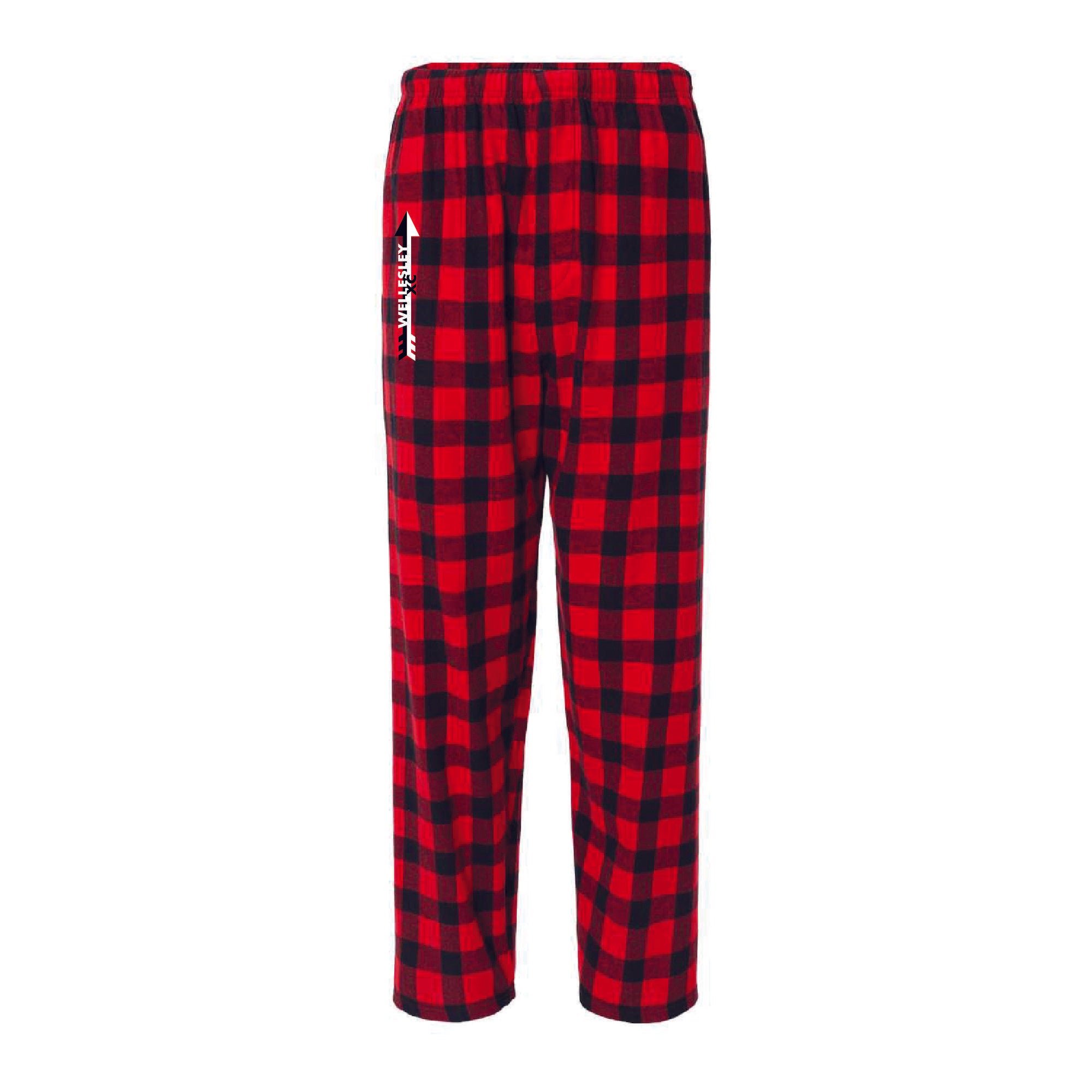 WHS XC Flannel Lounge Pant in red and black buffalo plaid pattern, featuring a comfortable waistband, side pockets, and relaxed fit. Made from soft cotton flannel for cozy wear.