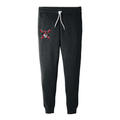Dark gray heather jogger sweatpants with white drawstring and WHS Nordic Ski logo featuring crossed skis and skull. Side pockets visible, tapered leg design with ribbed ankle cuffs for comfortable fit.